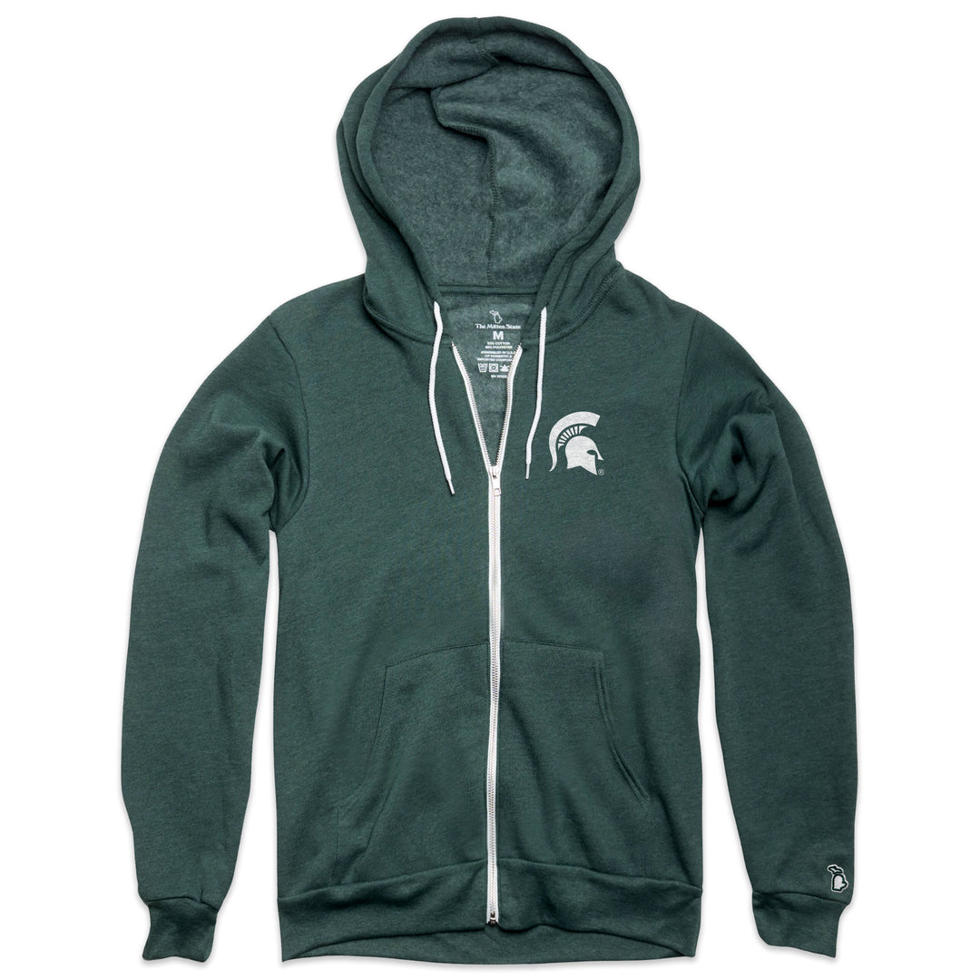 msu spartans gear MSU - Spartan Helmet All Season Zip-Up Hoodie