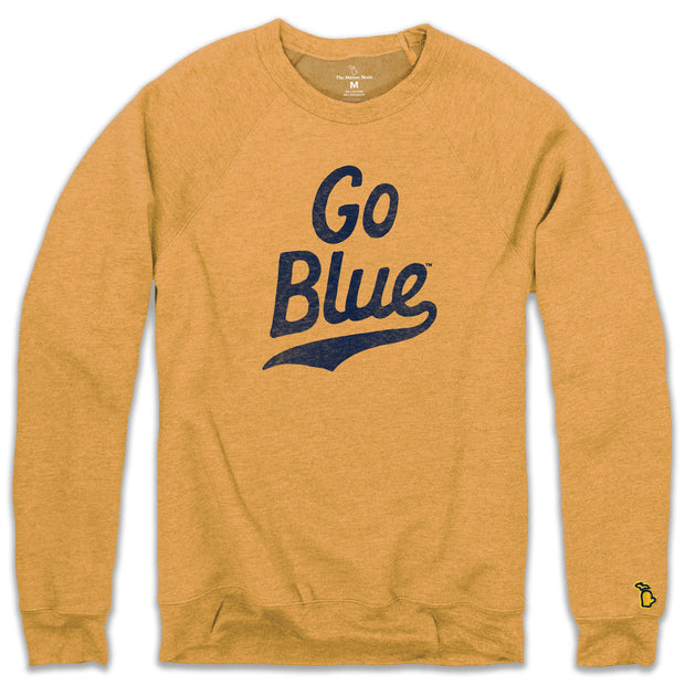 UofM - GO BLUE SCRIPT FLEECE SWEATSHIRT (UNISEX)