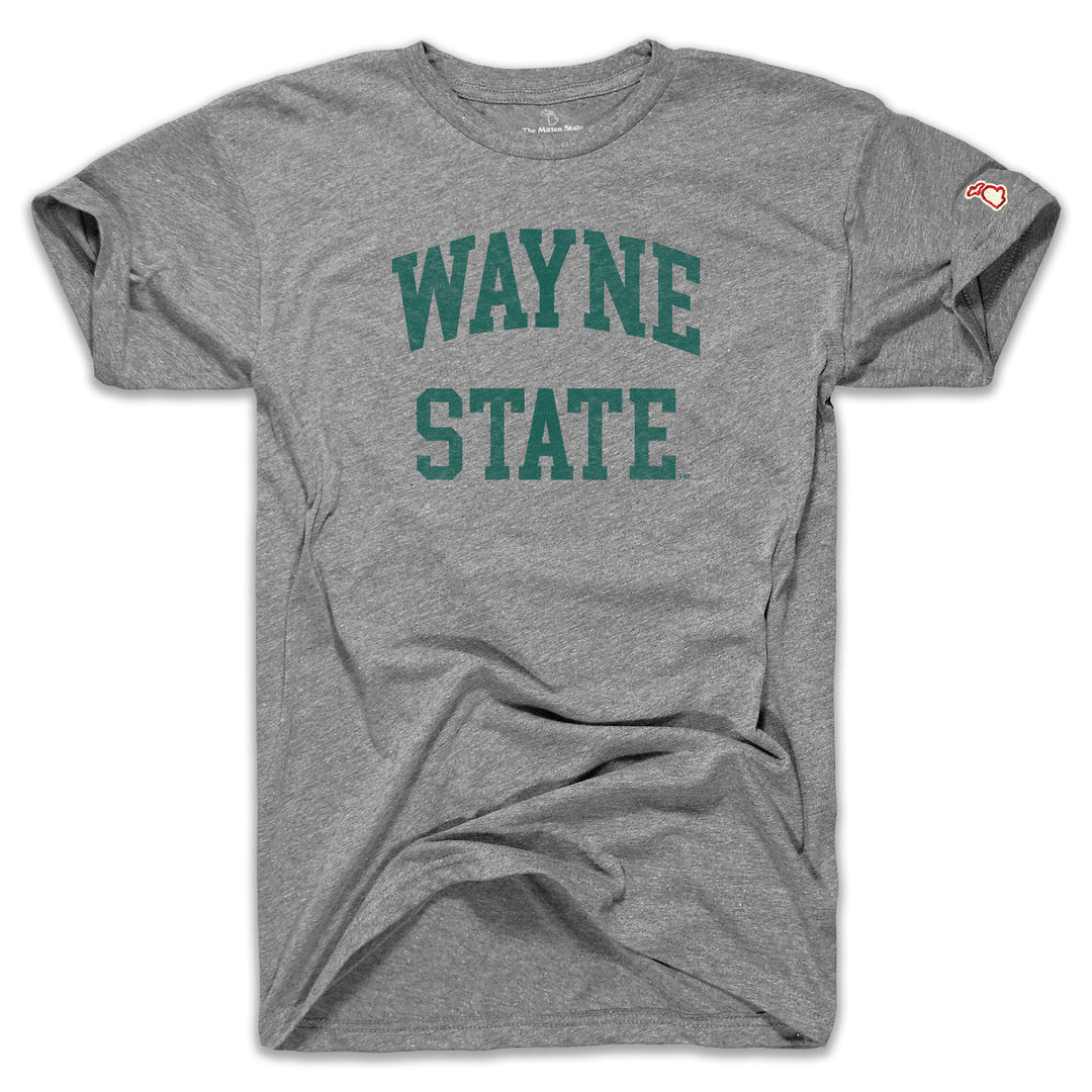 NCAA Arch Logo Wayne State Forest T-Shirt - Team Colors, Unisex, Small, Printed In USA - View #6
